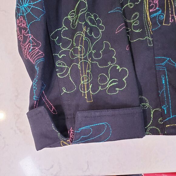 Coldwater Creek Womens Large Black Denim Jean Jacket Embroidered Lightweight VGC - Picture 10 of 14